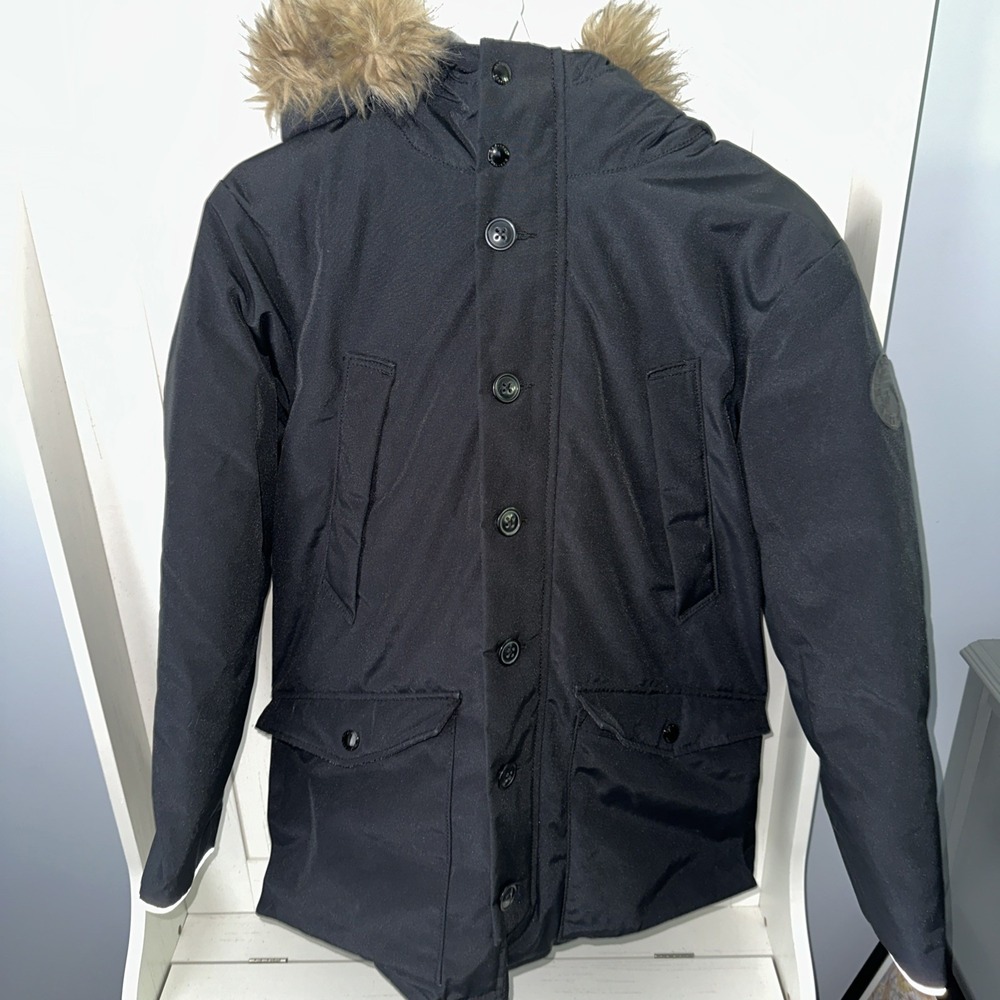 Gap Kids Warmest Down Parka Jacket Boys Girls XXL Black Faux Fur Hood